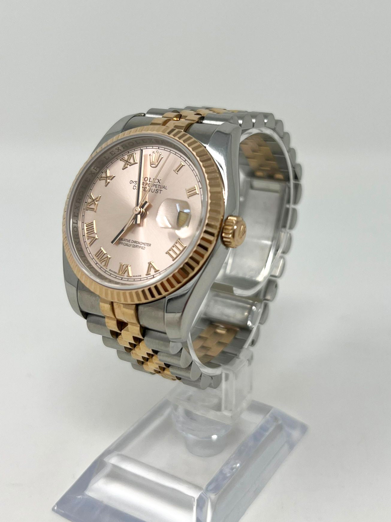 Rolex Stainless Steel And Pink Gold Datejust - 36 MM - Jubilee Bracelet - Fluted Bezel - Pink Roman Dial - 116231-0089