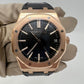 Audemars Piguet Royal Oak Pink Gold Selfwinding 41 MM - Black Leather Strap - Black Dial - 15510OR.OO.D002CR.02