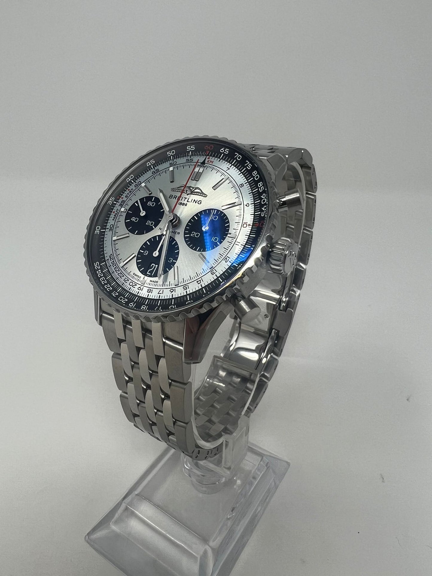 Breitling Navitimer Stainless Steel 43 MM - Stainless Steel Bracelet - Ice Blue Dial -  AB0138241C1A1