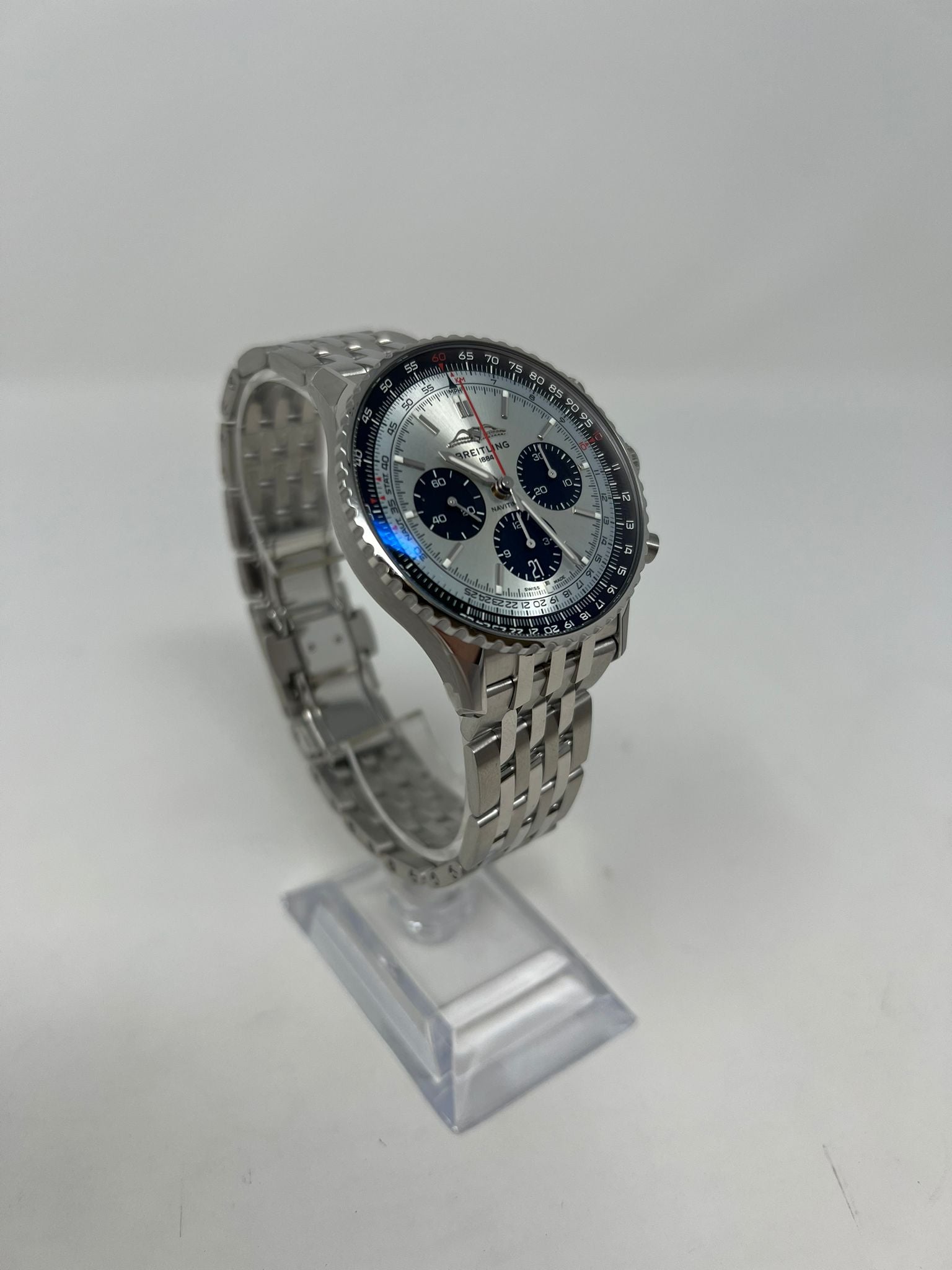 Breitling Navitimer Stainless Steel 43 MM - Stainless Steel Bracelet - Ice Blue Dial -  AB0138241C1A1