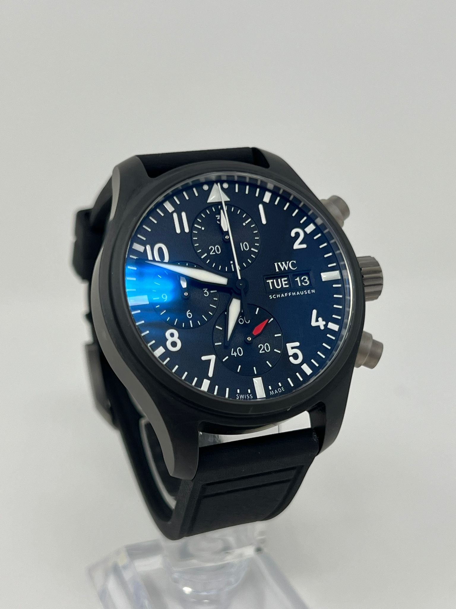 IWC Pilot's Watch Chronograph Ceramic 41 MM - Black Rubber Strap - Black Dial - IW389401