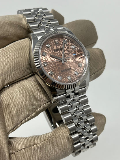 Rolex Stainless Steel And White Gold Datejust - 36 MM - Jubilee Bracelet - Fluted Bezel - Pink Jubilee Diamond Dial - 126234-0023