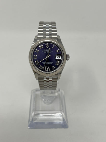 Rolex Steel and White Gold Datejust - 31 MM - Jubilee Bracelet - Fluted Bezel - Aubergine Roman Diamond 6 Dial - 278274-0026