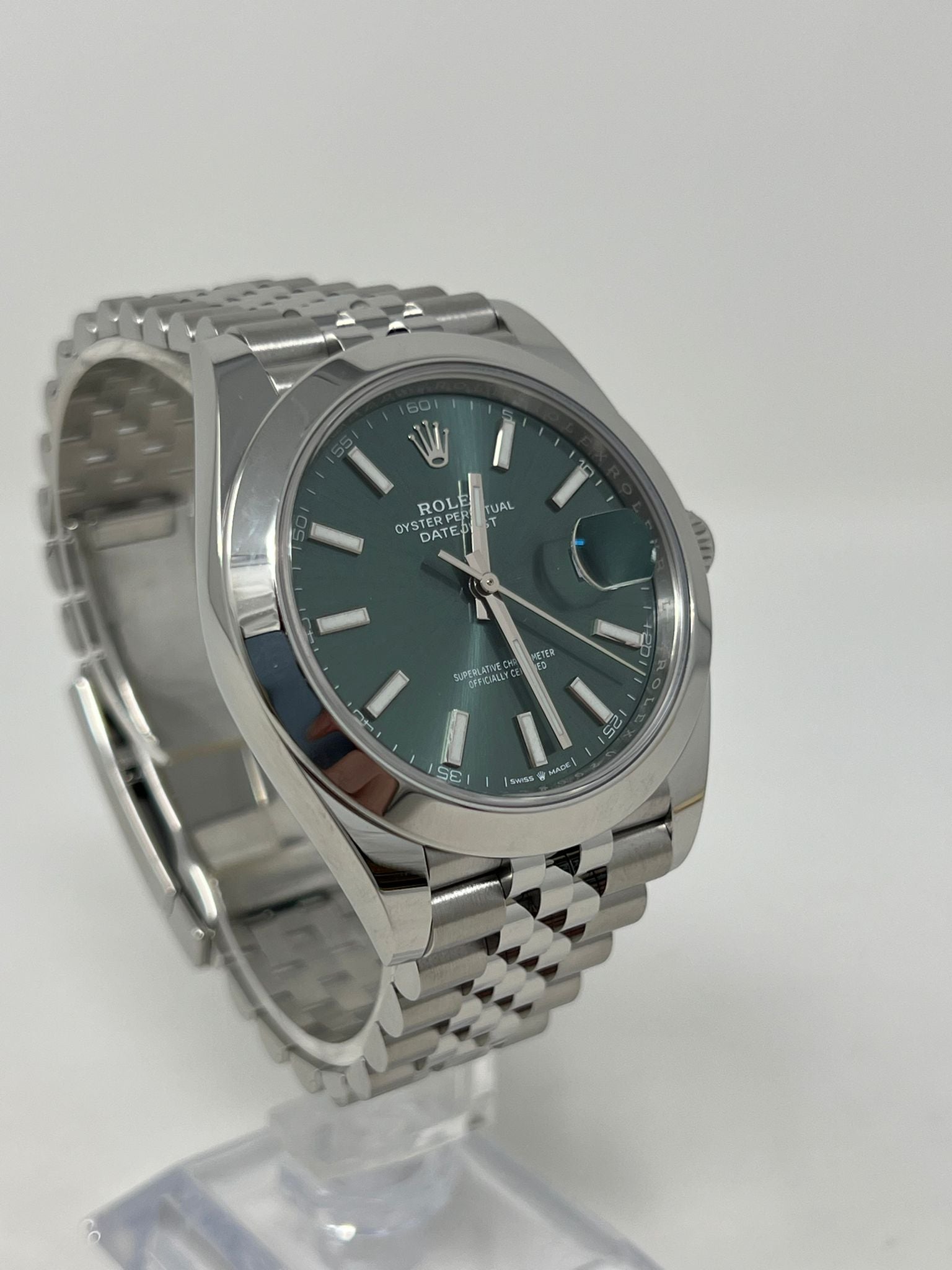 Rolex Stainless Steel Datejust 41 Date Watch - 41 MM - Jubilee Bracelet - Smooth Bezel - Mint Green Dial - 126300 mgij