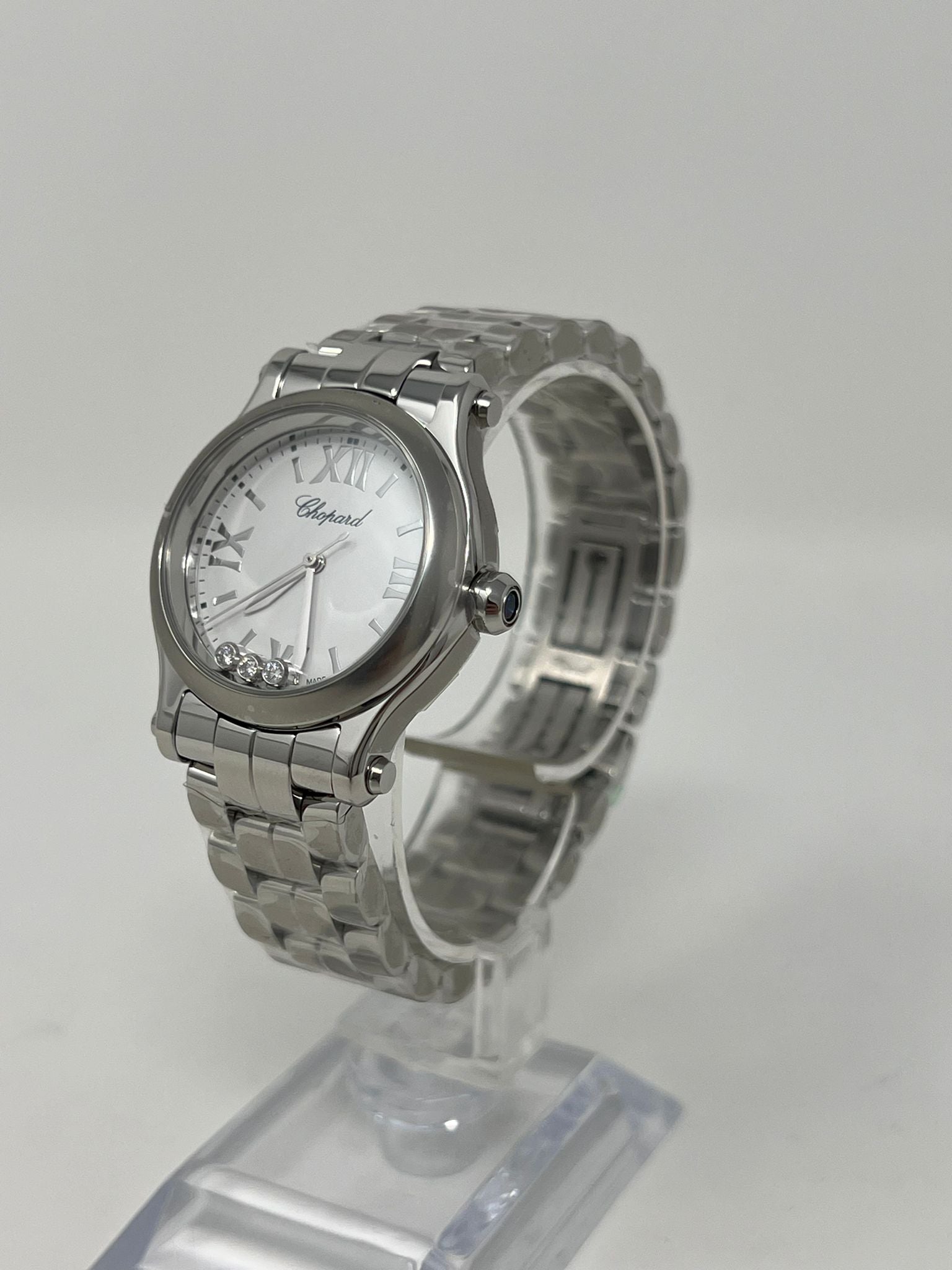 Chopard Happy Sport Stainless Steel 30 MM - Stainless Steel Bracelet - White Diamond Dial - 278590-3002