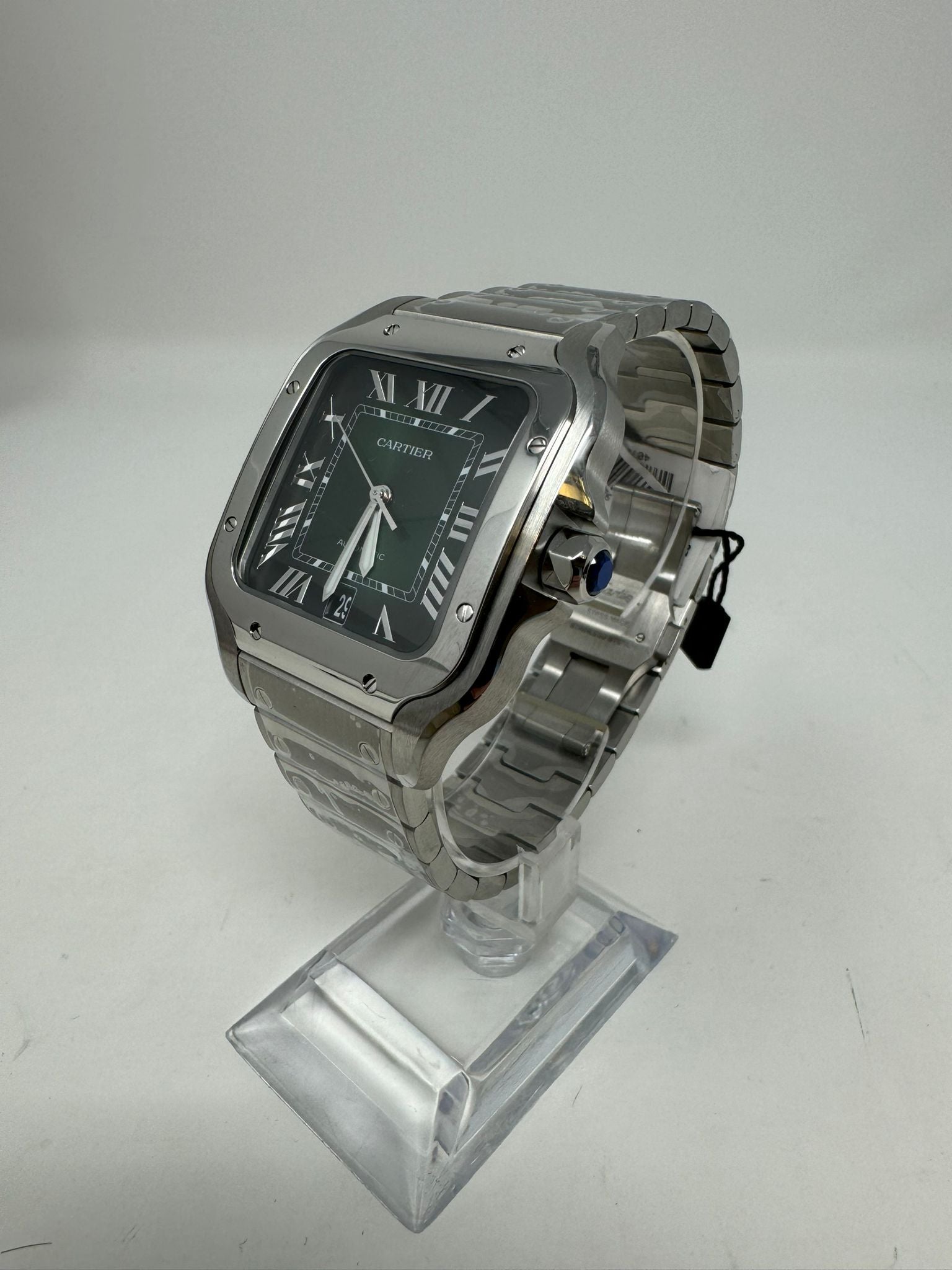 Cartier Santos de Cartier Stainless Steel 39.8 MM (Large Model) - Stainless Steel Bracelet - Green Dial - WSSA0062