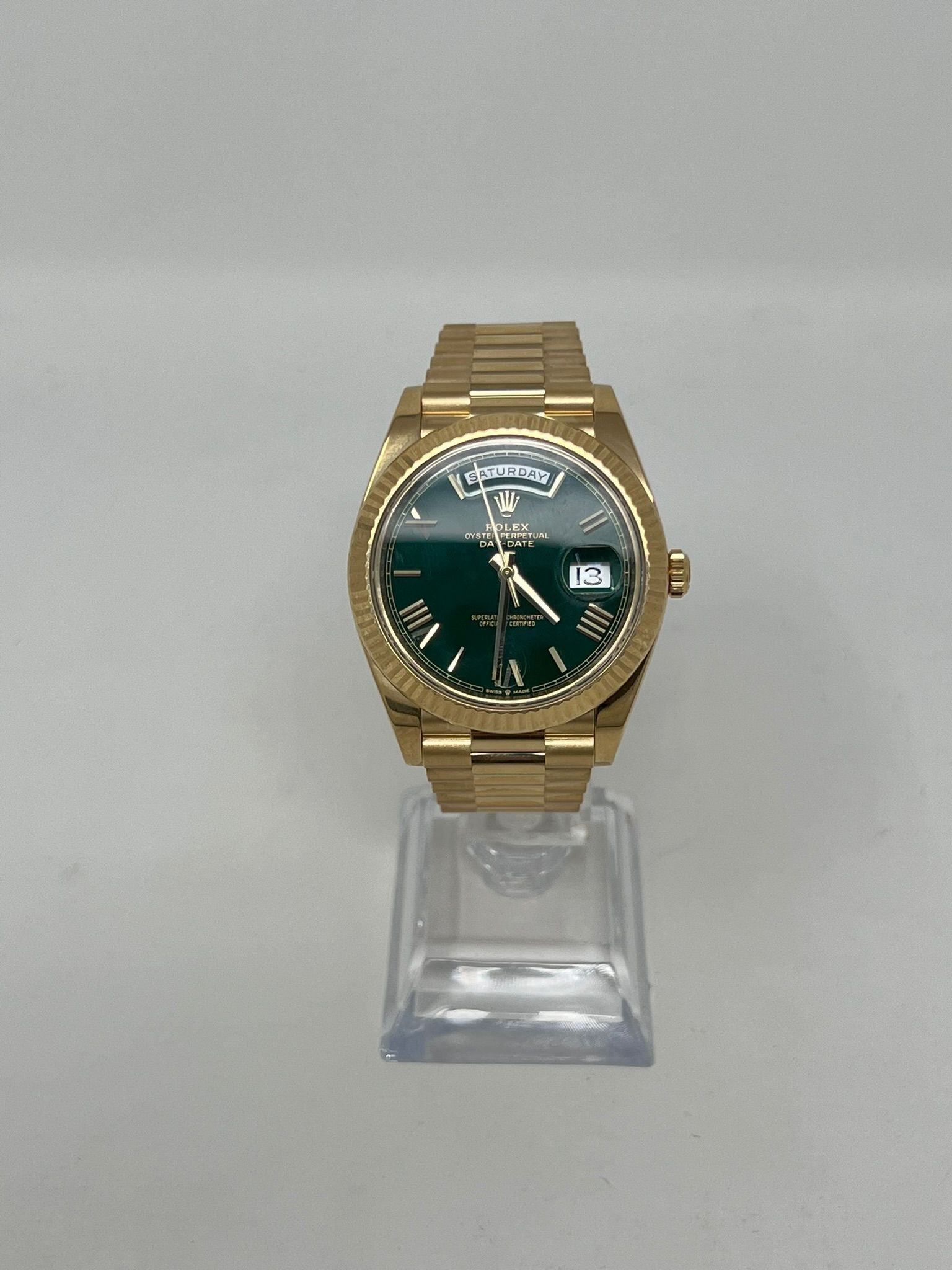 Rolex Presidential Yellow Gold Day-Date 40MM - President Bracelet Watch - Green Roman Dial - 228238 grrp