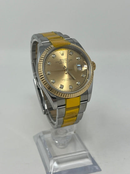 Rolex Stainless Steel And Yellow Gold Datejust - 36 MM - Oyster Bracelet - Fluted Bezel - Champagne Diamond Dial - 126233-0018