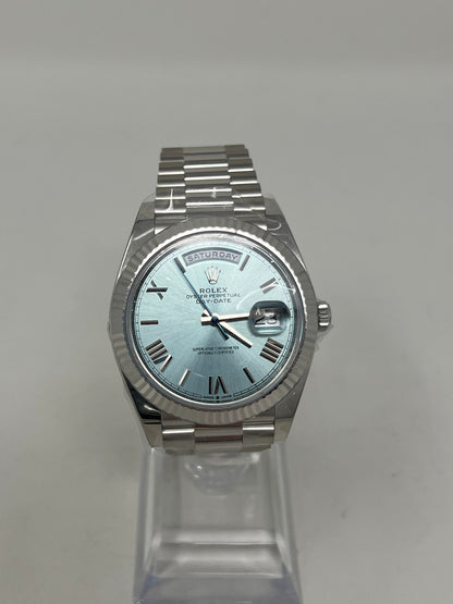 Rolex Presidential Platinum Day-Date 40MM - President Bracelet Watch - Ice Blue Roman Dial - 228236-0012