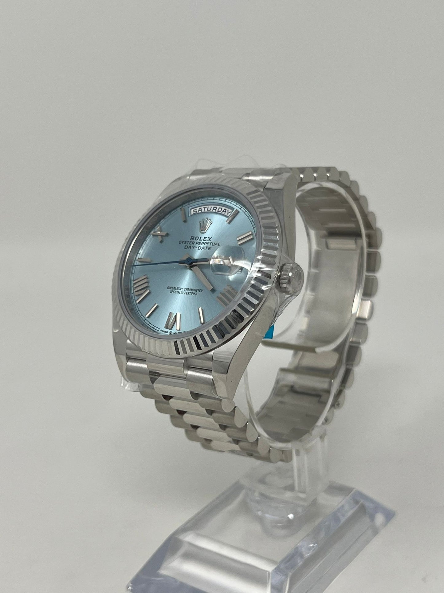 Rolex Presidential Platinum Day-Date 40MM - President Bracelet Watch - Ice Blue Roman Dial - 228236 ibrp