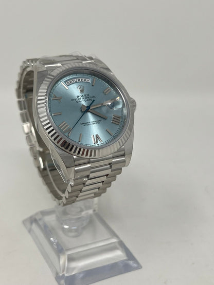 Rolex Presidential Platinum Day-Date 40MM - President Bracelet Watch - Ice Blue Roman Dial - 228236-0012