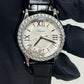 Chopard Happy Sport Stainless Steel 36 MM - Black Leather Strap - Diamond bezel - White Diamond Dial - 278559-3003