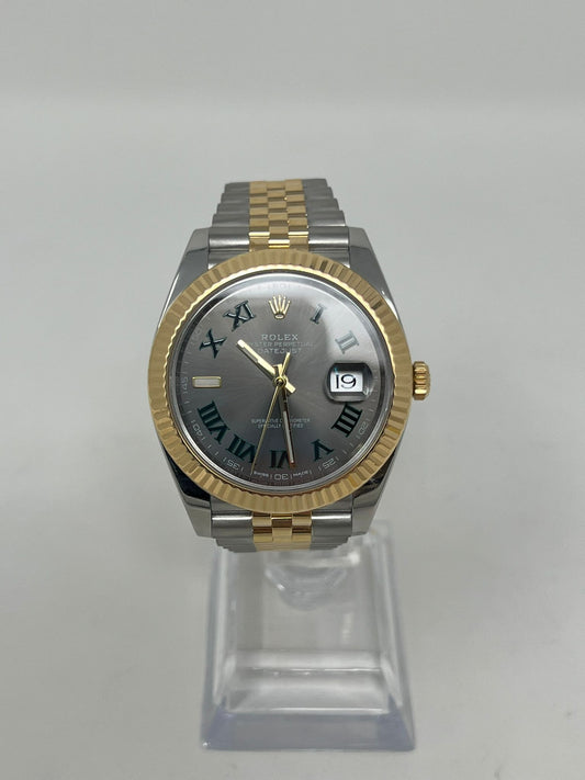 Rolex Stainless Steel and Yellow Gold Datejust 41 MM - Jubilee Bracelet - Fluted Bezel - Wimbledon Dial - 126333 slgrj