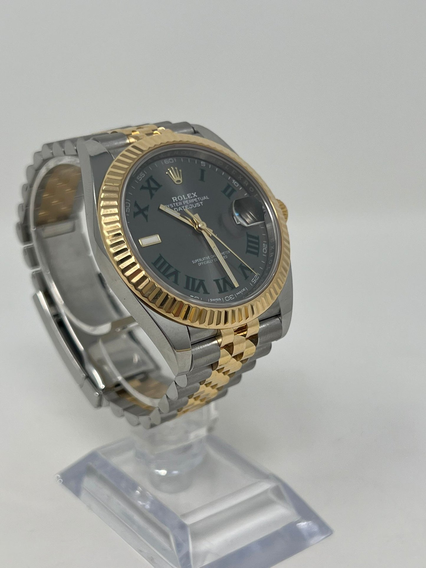 Rolex Stainless Steel and Yellow Gold Datejust 41 MM - Jubilee Bracelet - Fluted Bezel - Wimbledon Dial - 126333 slgrj