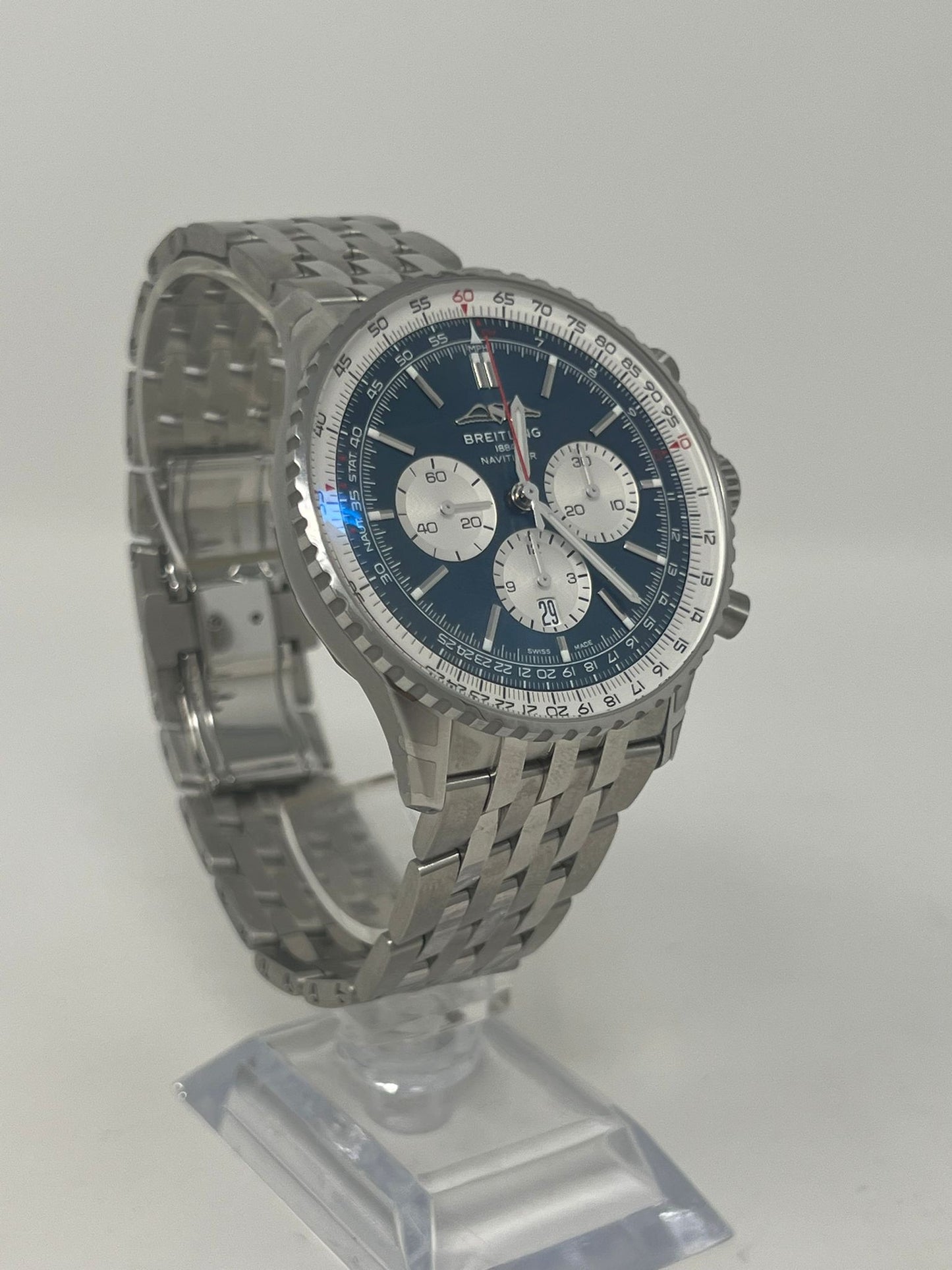 Breitling Navitimer Stainless Steel 46 MM - Stainless Steel Bracelet - Blue Dial - AB0137211C1A1