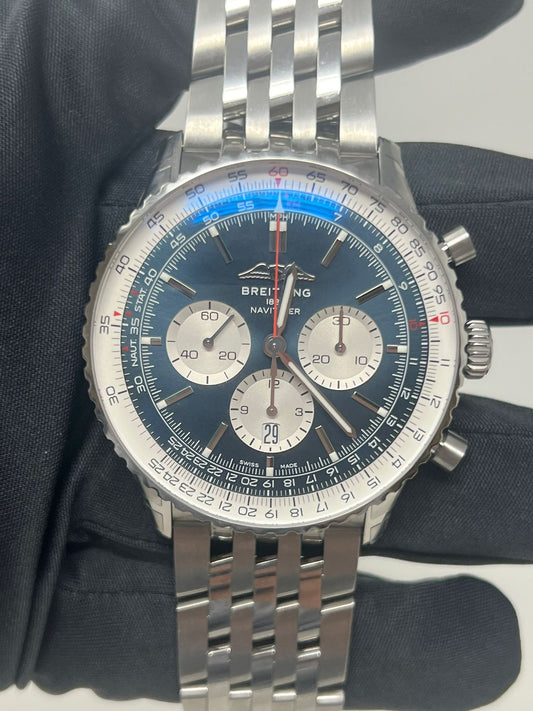 Breitling Navitimer Stainless Steel 46 MM - Stainless Steel Bracelet - Blue Dial - AB0137211C1A1