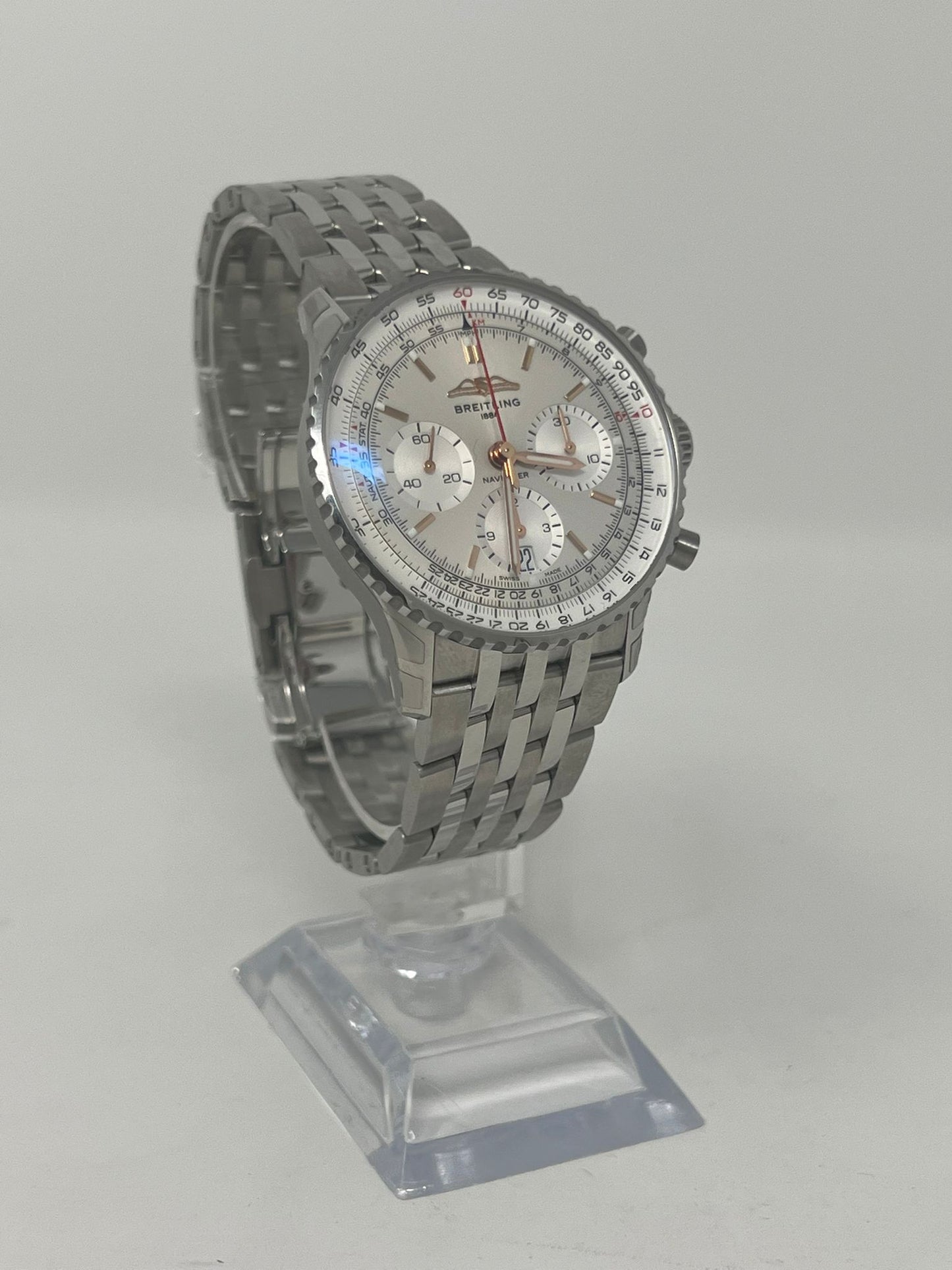 Breitling Navitimer Stainless Steel 41 MM - Stainless Steel Bracelet - Silver Dial - AB0139211G1A1