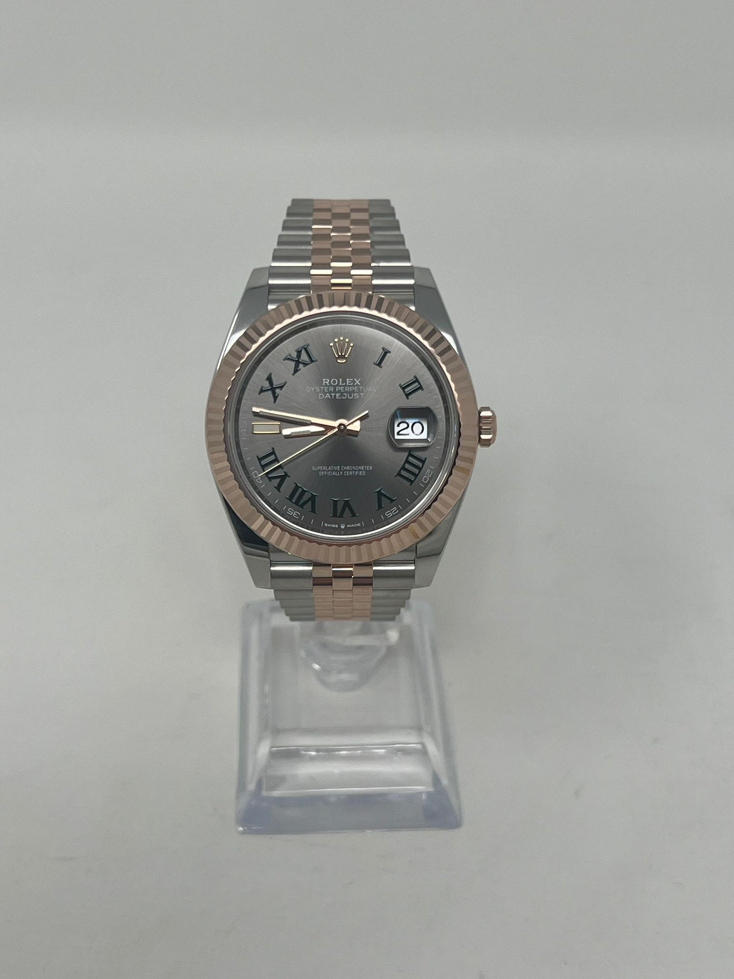 Rolex Stainless Steel and Pink Gold Datejust 41 Date Watch - 41 MM - Jubilee Bracelet - Fluted Bezel - Wimbledon Dial - 126331 slgrj