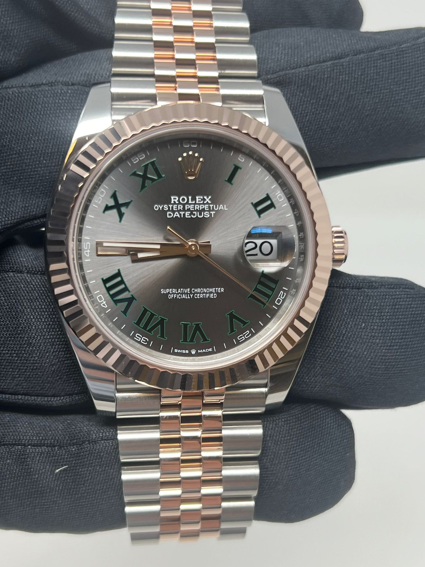 Rolex Stainless Steel and Pink Gold Datejust 41 Date Watch - 41 MM - Jubilee Bracelet - Fluted Bezel - Wimbledon Dial - 126331 slgrj