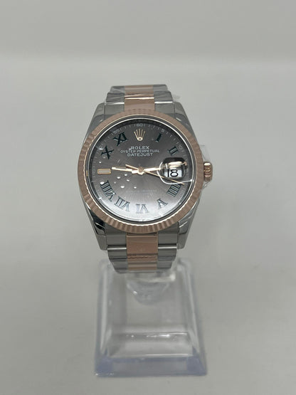 Rolex Stainless Steel And Pink Gold Datejust - 36 MM - Oyster Bracelet - Fluted Bezel - Wimbledon Dial - 126231-0030