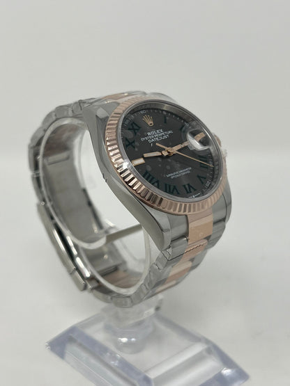 Rolex Stainless Steel And Pink Gold Datejust - 36 MM - Oyster Bracelet - Fluted Bezel - Wimbledon Dial - 126231-0030