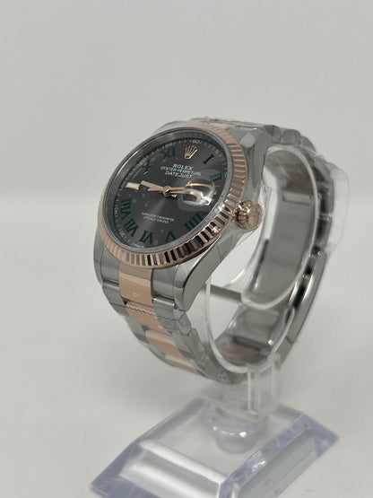 Rolex Stainless Steel And Pink Gold Datejust - 36 MM - Oyster Bracelet - Fluted Bezel - Wimbledon Dial - 126231-0030