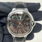 Cartier Ballon Bleu Stainless Steel 42.1 MM - Black Leather Strap - Black Dial - WSBB0003