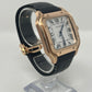 Cartier Santos de Cartier Rose Gold 39.8 MM (Large Model) - Grey Leather Strap - White Dial - WGSA0019