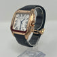 Cartier Santos de Cartier Rose Gold 39.8 MM (Large Model) - Grey Leather Strap - White Dial - WGSA0019