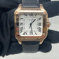 Cartier Santos de Cartier Rose Gold 39.8 MM (Large Model) - Grey Leather Strap - White Dial - WGSA0019