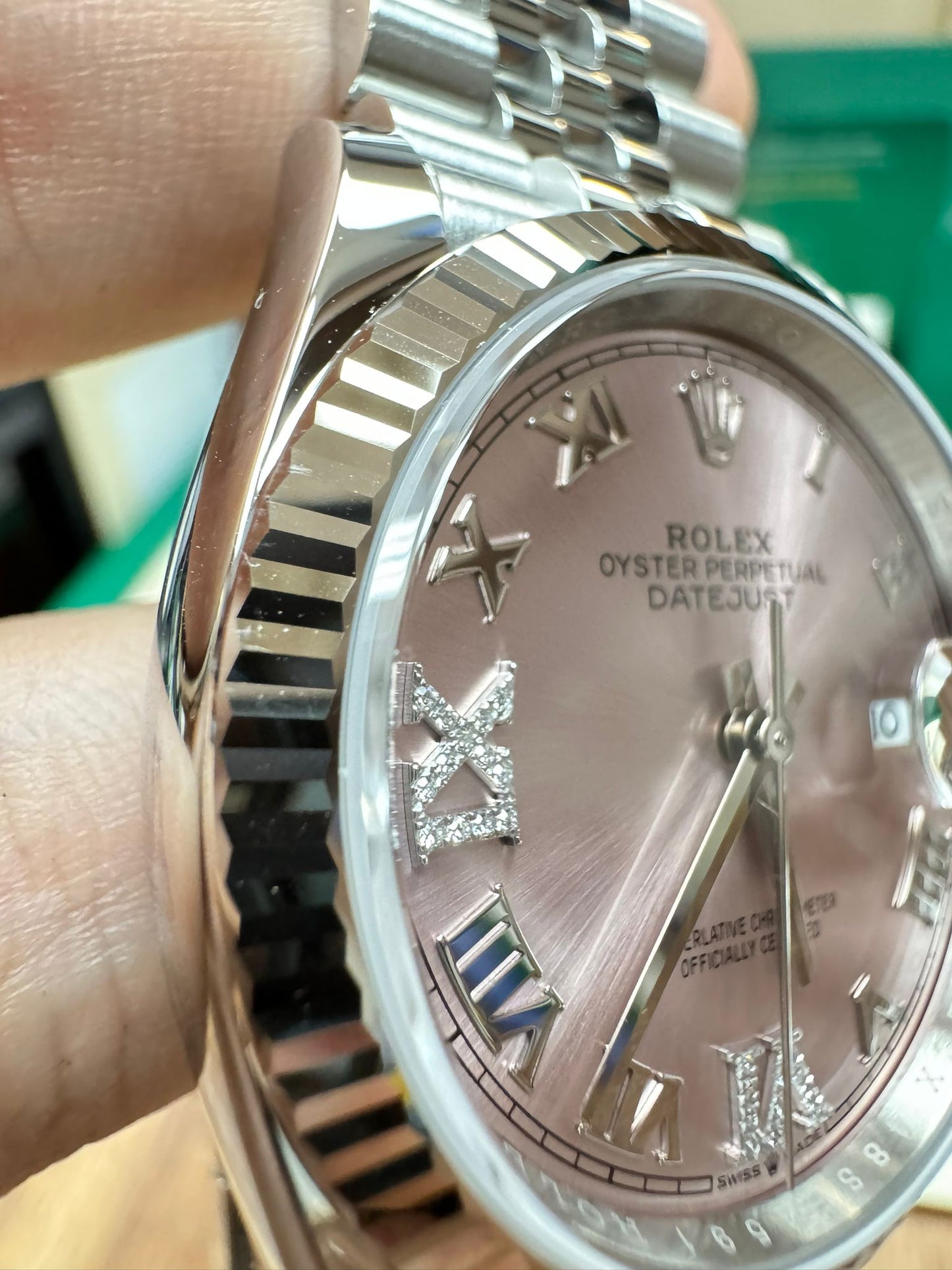 Rolex Stainless Steel And White Gold Datejust - 36 MM - Oyster Bracelet - Fluted Bezel - Pink Jubilee Roman Dial - 126234 pjdo