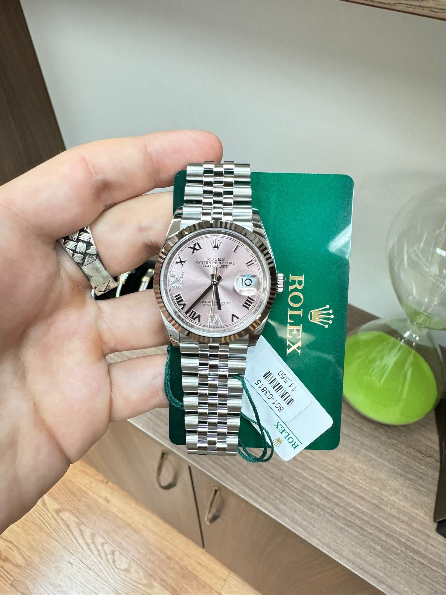 Rolex Stainless Steel And White Gold Datejust - 36 MM - Oyster Bracelet - Fluted Bezel - Pink Jubilee Roman Dial - 126234 pjdo