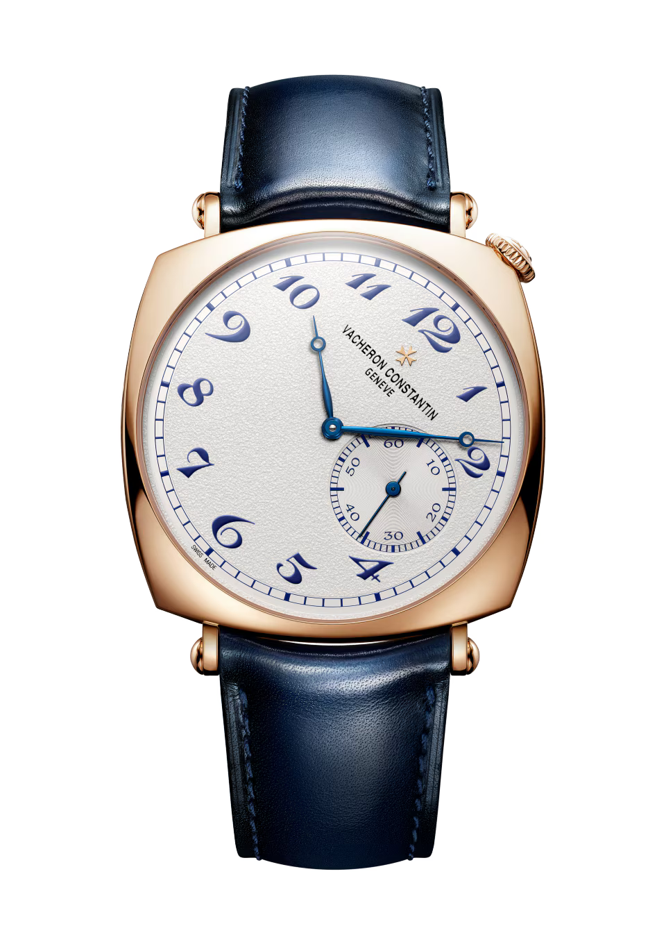 Vacheron Constantin Historiques American 1921 Pink Gold 40 MM - Blue Leather Strap - Grained Silver-Toned Dial - 82035/000R-H114