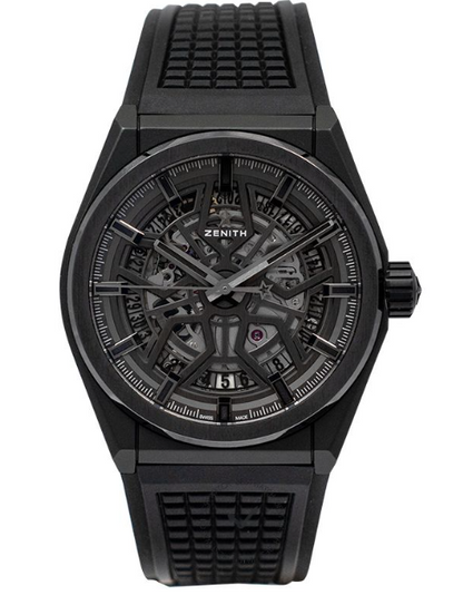 Zenith DEFY Classic - 41 MM - Black Ceramic - Skeleton Dial - Black Rubber Strap - 49.9000.670/77.R782