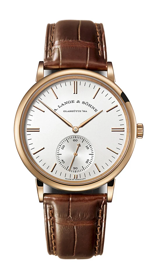 A.Lange & Söhne Saxonia Automatic Pink Gold 38.5 MM - Brown Leather Strap - Silvery Dial - 380.033 nyc watcher nyc watches