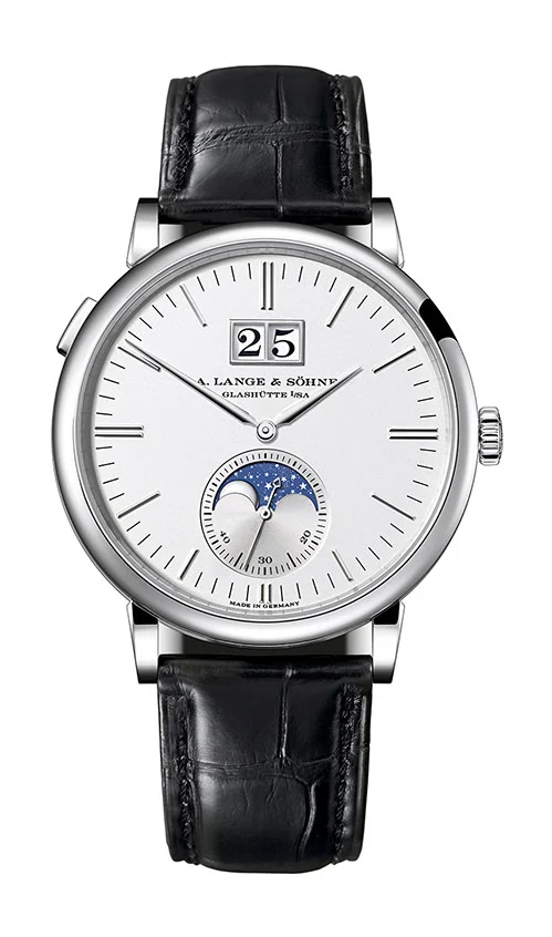 A.Lange & Söhne Saxonia Moonphase White Gold 40 MM - Black Leather Strap - Silvery Dial - 384.026 nyc watcher nyc watches