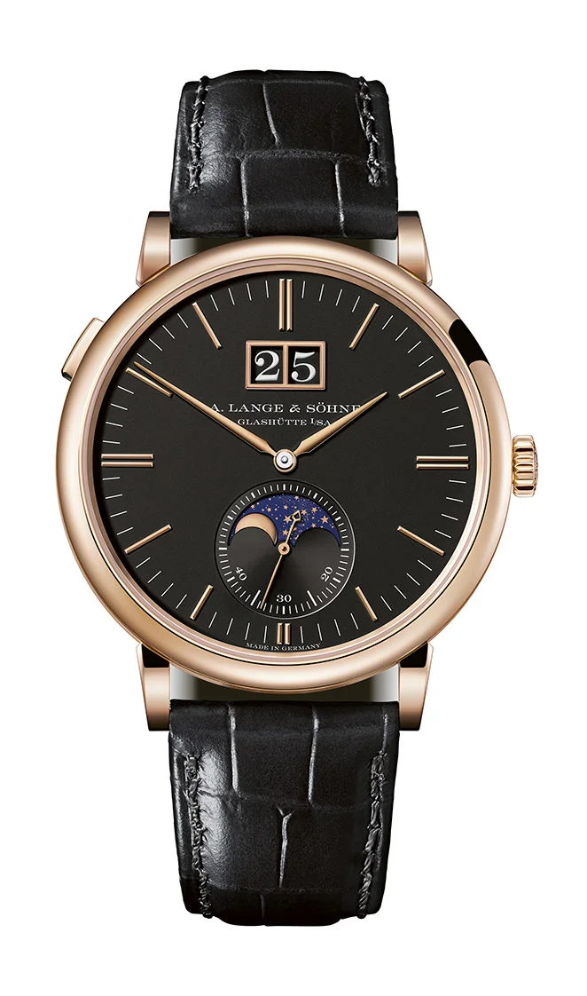 A.Lange & Söhne Saxonia Moonphase Rose Gold 40 MM - Black Leather Strap - Black Dial - 384.031 nyc watcher nyc watches