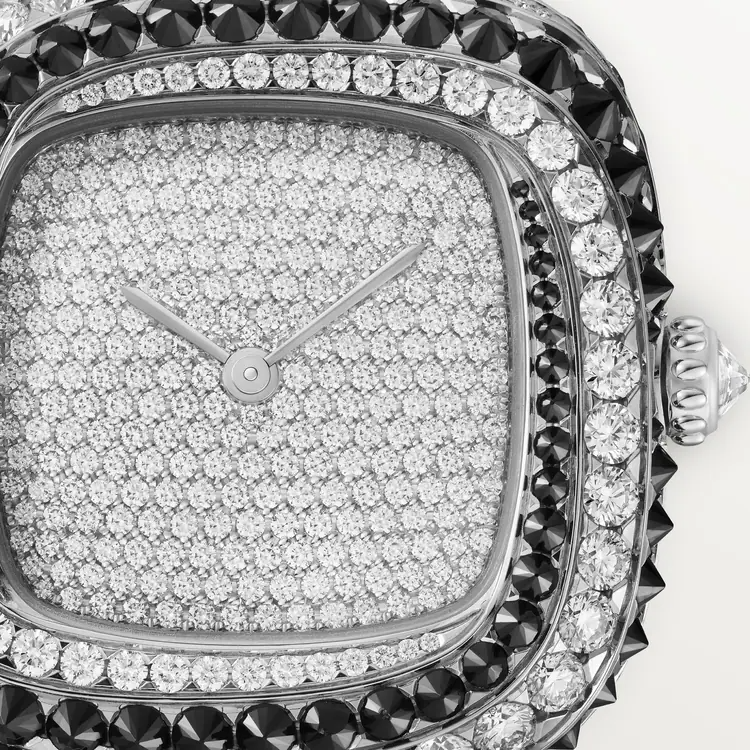 Cartier Coussin de Cartier White Gold 30.4 MM - Black Calfskin Strap - Diamond Bezel - White Gold Diamond Dial - WJCS0007