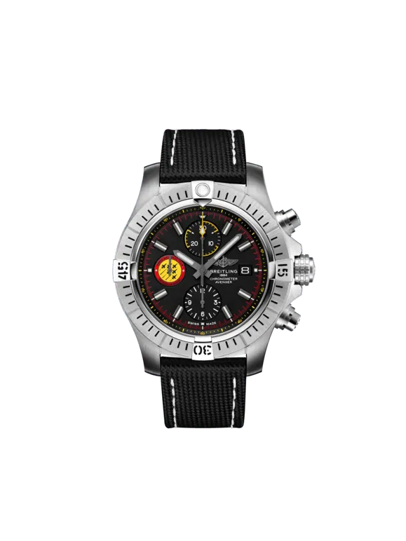 Breitling Avenger Stainless Steel 45 MM - Anthracite Calfskin Strap  - Black Dial - A133171A1B1X1