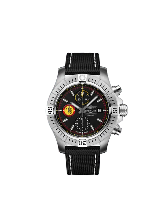 Breitling Avenger Stainless Steel 45 MM - Anthracite Calfskin Strap  - Black Dial - A133171A1B1X1