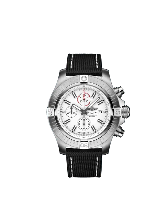 Breitling Avenger Stainless Steel 48 MM - Anthracite Calfskin Strap  - White Dial - A133751A1A1X1