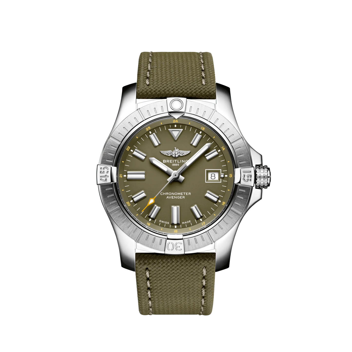 Breitling Avenger Stainless Steel 43 MM - Khaki Green Calfskin Strap - Khaki Green Dial - A17318101L1X1