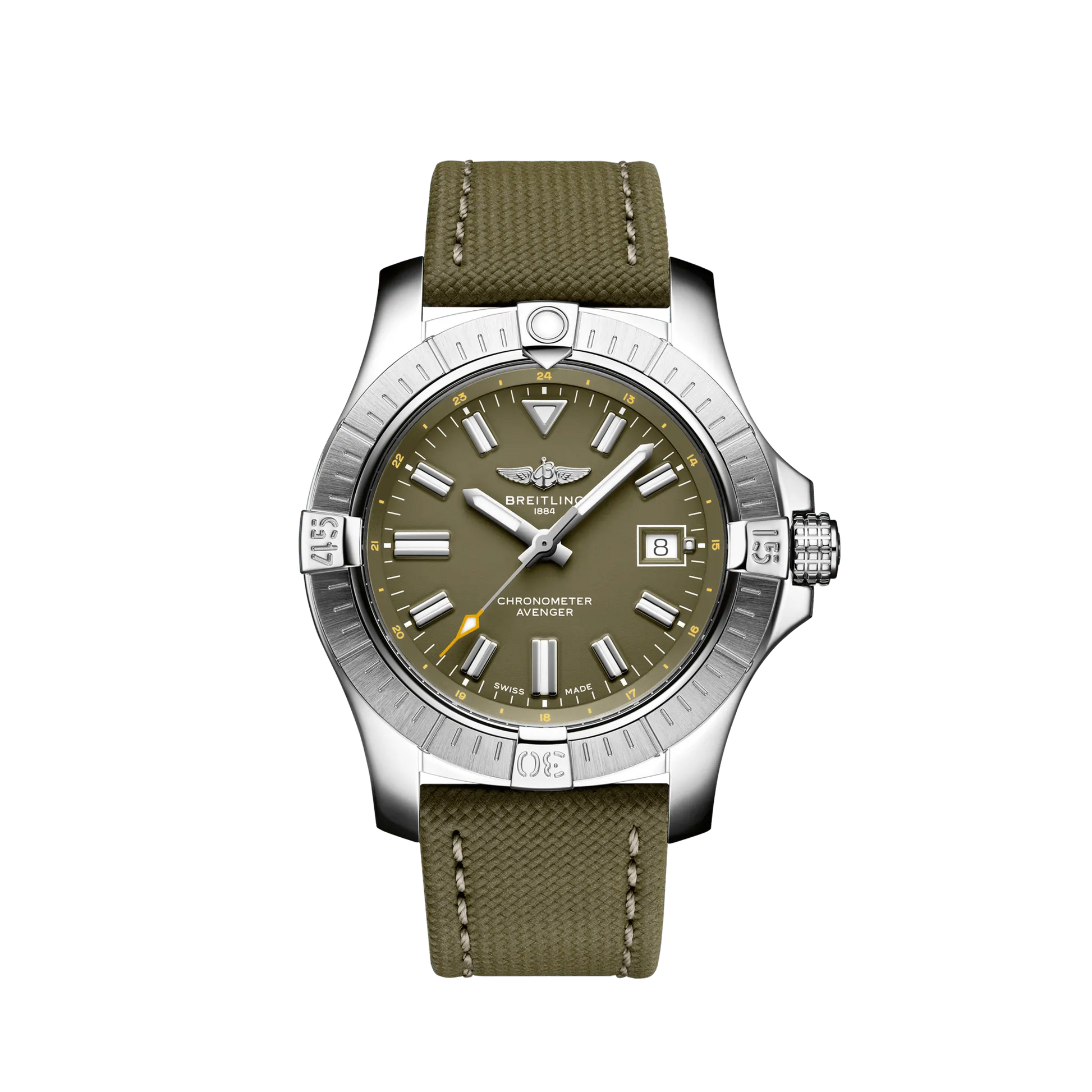 Breitling Avenger Stainless Steel 43 MM - Khaki Green Calfskin Strap - Khaki Green Dial - A17318101L1X1