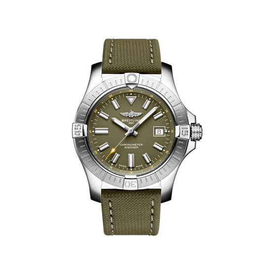 Breitling Avenger Stainless Steel 43 MM - Khaki Green Calfskin Strap - Khaki Green Dial - A17318101L1X1