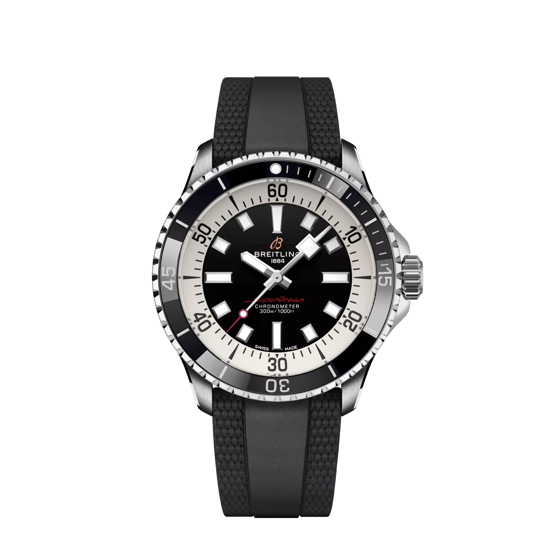 Breitling Superocean Stainless Steel 42 MM - Black Rubber Strap - Black Dial - A17375211B1S1