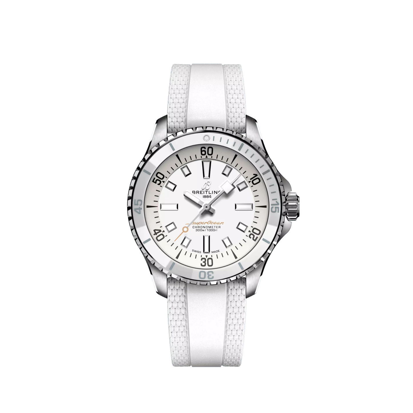 Breitling Superocean Stainless Steel 36 MM - White Rubber Strap - White Dial - A17377211A1S1