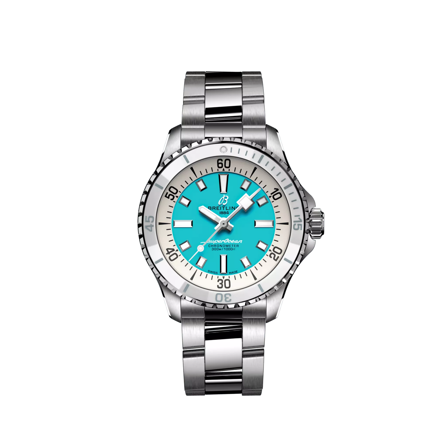 Breitling Superocean Stainless Steel 36 MM - Stainless Steel Bracelet - Turquoise Dial - A17377211C1A1