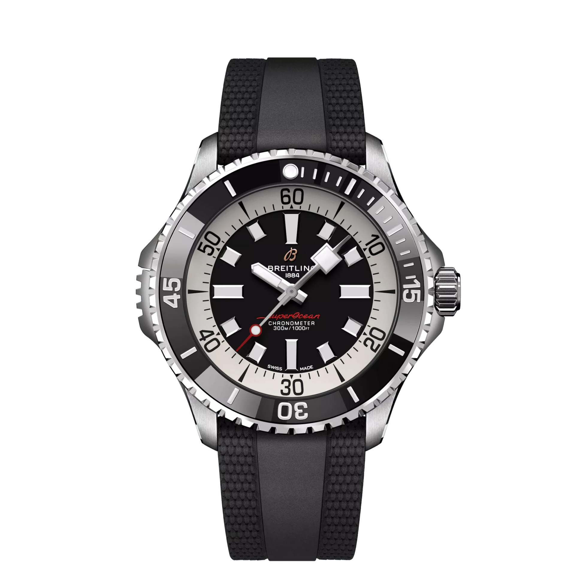 Breitling Superocean Stainless Steel 46 MM - Black Rubber Strap - Black Dial - A17378211B1S1