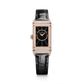 JLC - Reverso One Duetto Jewelry - 40 MM x 20 MM - Pink Gold - Silvered-Gray/Black Dial - Diamond-Pavé Case - Black Leather Strap - Q336247J