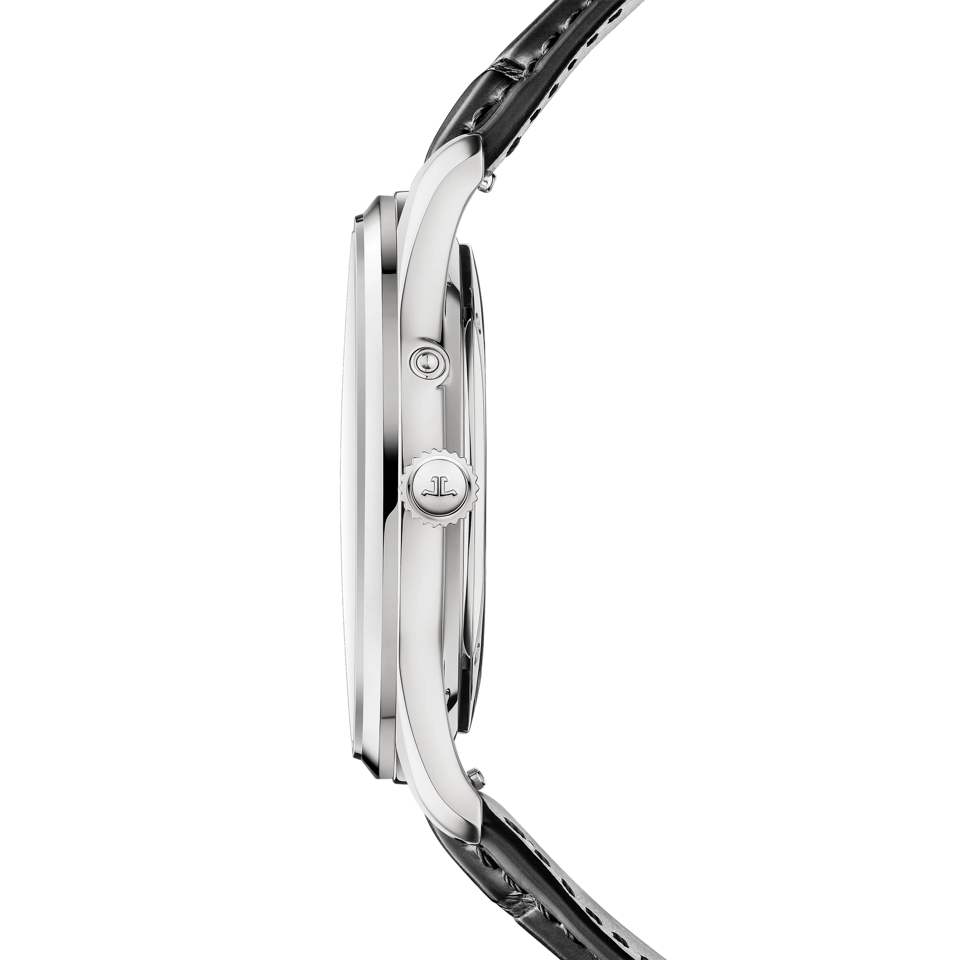JLC - Master Ultra Thin Power Reserve - 39 MM - Stainless Steel - Silvered-Gray Dial - Black Leather Strap - Q1378421